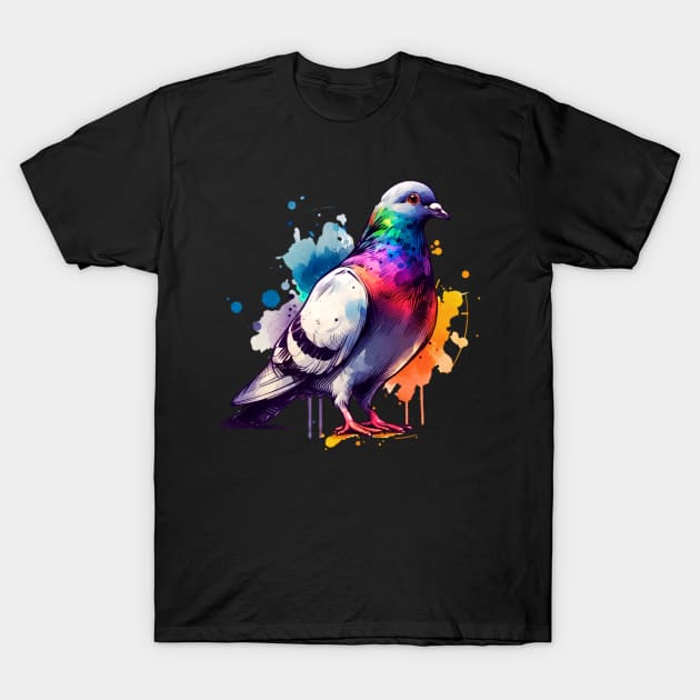 Watercolor Pigeon T-Shirt by The Jumping Cart